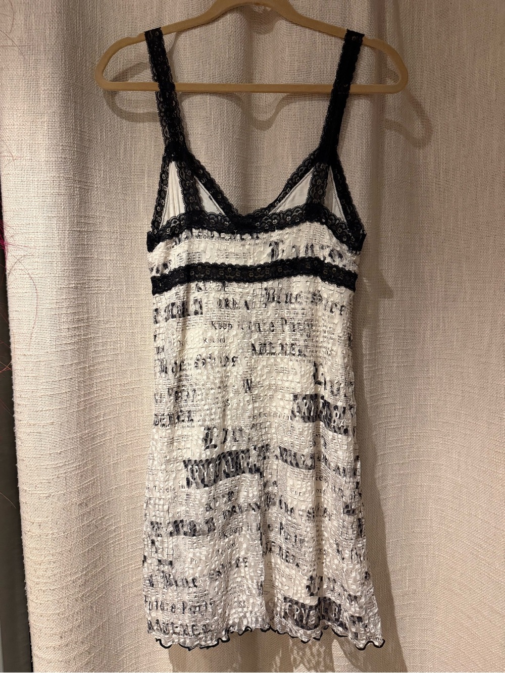 Urban outfitters Black & White Newspaper Lace-Trim Slip Dress - Picture 2 of 3